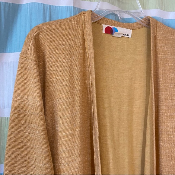 Free People Beach Bi Coastal Gold Open Duster Cardigan Sz XL - Picture 3 of 10